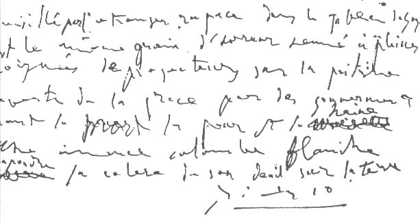 A sample of Picasso's handwriting